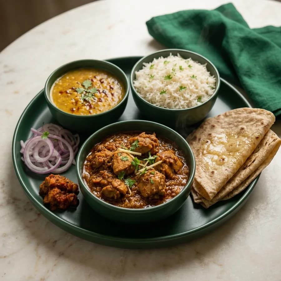 Deluxe Chicken Thali prepared by Dum Biryani Rasoi