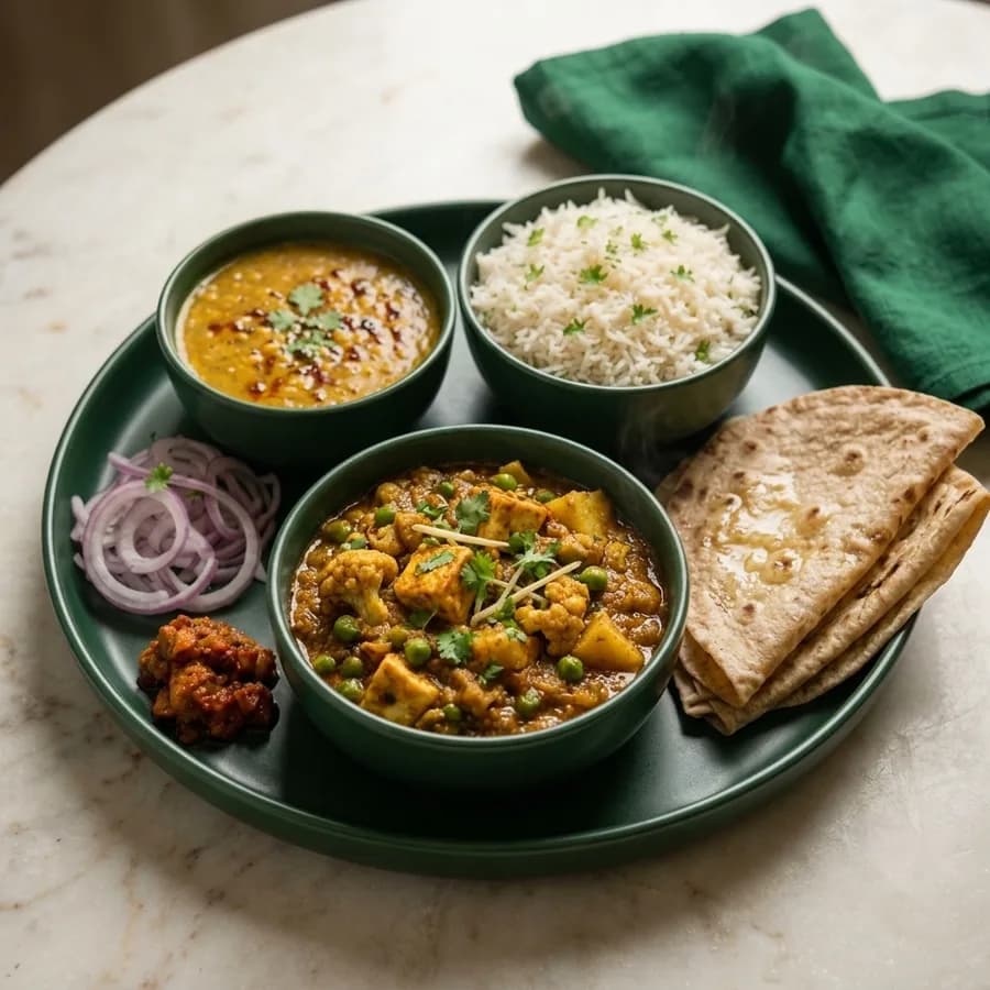 Deluxe Veg Thali prepared by Dum Biryani Rasoi
