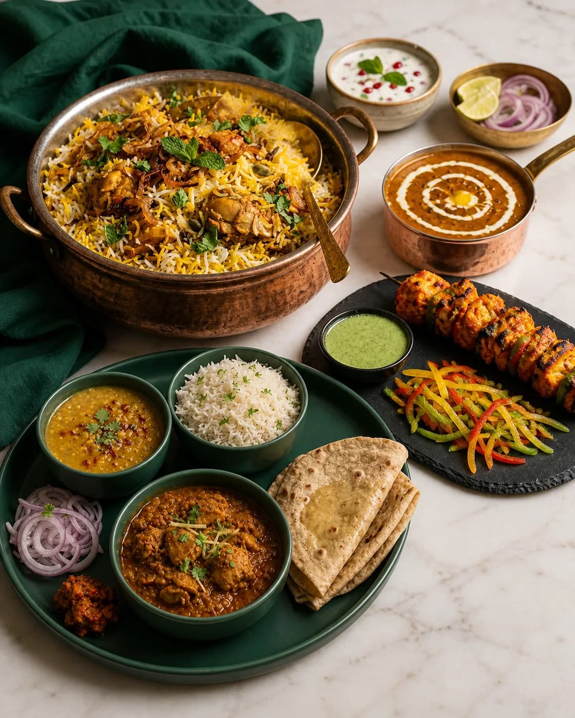 Dum Biryani Rasoi dishes arranged for catering